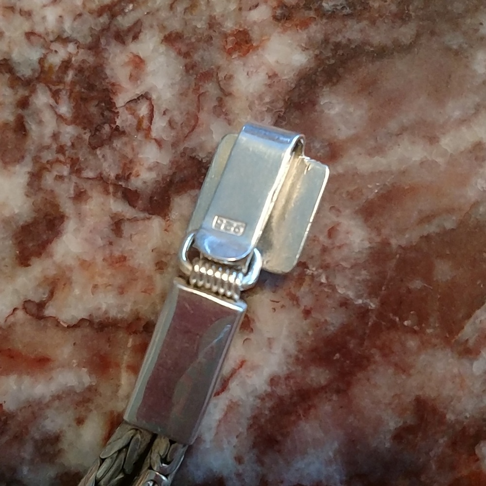 Unique Sterling Solid Double Strand Bracelet 7" - image 5